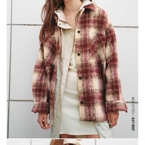 ZARA Plaid Jacket in Red and Cream